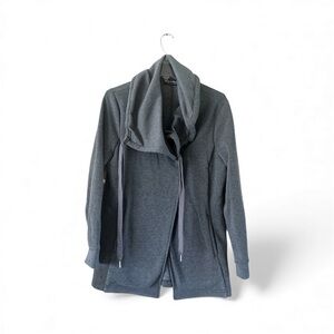 Bagatelle Collection Gray Cowl Neck Women's Fleece Open Cardigan Size M Cowl Tie